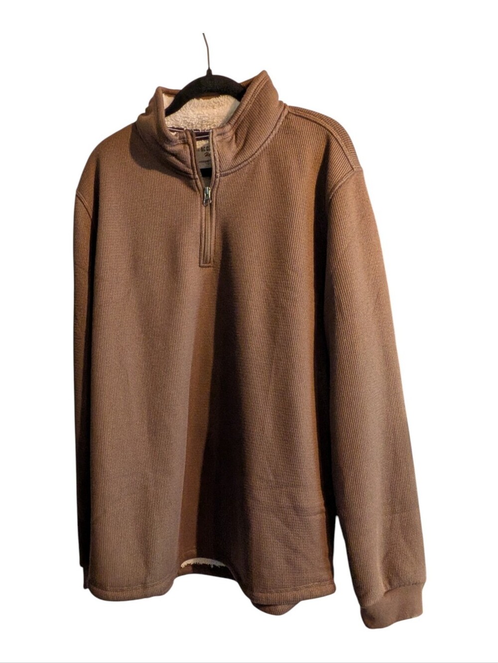 BC Clothing Men's Sherpa Fleece Lined Waffle Knit 1/4 Zip Sweater Brown